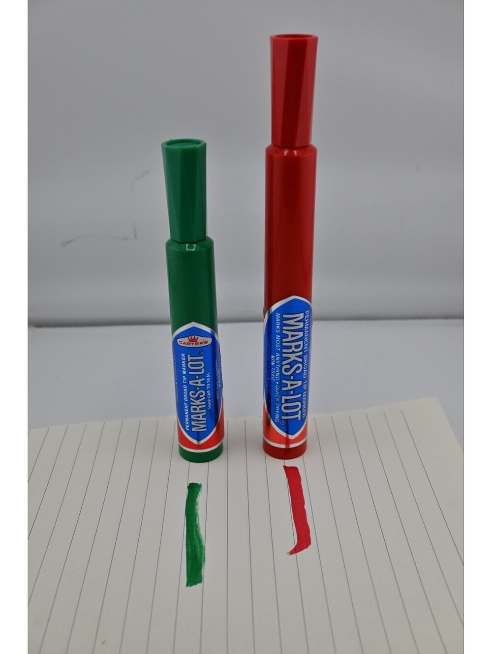 Vintage Carter's Marks-A-Lot  Broad Tip Permanent Marker Green Red USA Lot of 2